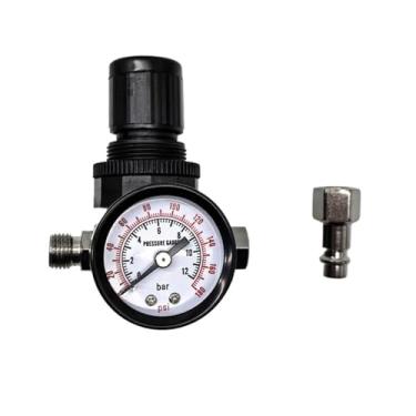 Imagem de Regulador de pressão ar ajustável para pistola pintura em spray - Válvula controle precisão para desempenho ideal(Black big)