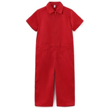 Imagem de GRANDWISH Macacão infantil para meninos e meninas, traje de caldeira de mecânico de bebê, vermelho, 4T