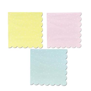 Imagem de Coterie Polka Dot Scalloped Paper Napkins (Set of 20) - Decorative paper napkins for Baby Shower, Birthday, Spring Party - Floral Party Supplies | 6.5” Pretty Paper Napkins | Mix of 3 Colors