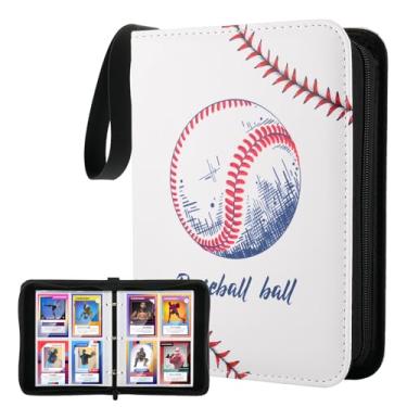 Imagem de Easecos Capa protetora para fichário de cartão colecionável, armazenamento de álbuns, capa protetora compatível com TCG Sports Basketball Baseball Cards, dupla face, 100 x 4 bolsos (beisebol)