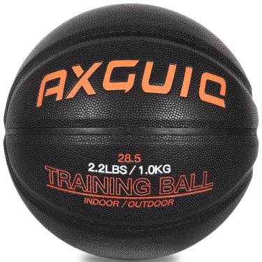 Imagem de AXGUIQ Treinamento pesado de 1 kg Tamanho 6 basquete 72 cm de couro composto melhora o manuseio da bola, drible e habilidades de passes, ideal para prática em ambientes internos e externos (esvaziado)