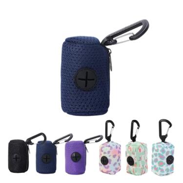 Imagem de Suporte para saco de cocô de cachorro com mosquetão grande abertura para fácil acesso, adequado para coleira retrátil Várias cores disponíveis