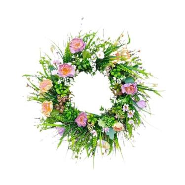 Imagem de UGPLM Grinalda de primavera 17.72 "para porta frontal guirlanda floral guirlanda de flores artificiais para festa interior e exterior prateleira de quintal