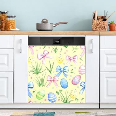 Imagem de ATTX Capa de ímã para lava-louças com laços de ovos de Páscoa, 58,4 cm C x 66 cm A, decoração da capa da máquina de lavar louça, decalques de armário doméstico adesivos de eletrodomésticos #127