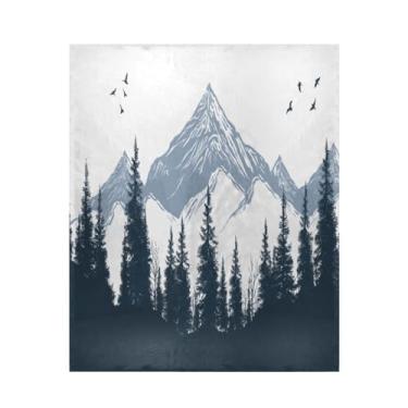 Imagem de ATTX Cobertor de microfibra de veludo com estampa de montanhas e florestas - Cobertor de cama leve ultra macio para sofá, cama, 127 x 152 cm #23