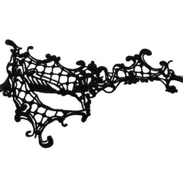 Imagem de Máscara de cosplay para senhora, renda azul, meia face, festa de Hallo