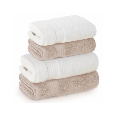 Imagem de Jogo de Toalhas de Banho com 04 Peças Magna Aura e Branco - Karsten