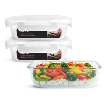 Imagem de 3 Potes Vidro Hermético Trava Mais Resistentes Marmita 640ml - U4HOME,