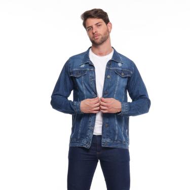 Imagem de Jaqueta Jeans Masculina Branca Slim Casaco Homem Básico. Cor:;Tamanho:G;Gênero:Masculino-Masculino