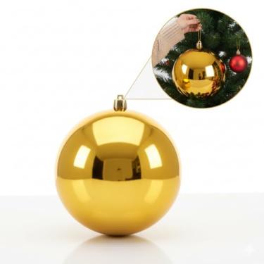 Imagem de Bola de Natal Gigante 25cm, 20cm, 15cm, 12cm - Vermelha, Dourada ou Prata Brilhante, Poliestireno, Decoração Luxo, 1 Unidade (DOURADA, 20CM)