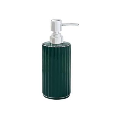 Imagem de Dispensador de sabão Dispensador de sabonete líquido cerâmica com borda prateada para banheiro e cozinha, ideal para loções, óleos essenciais sabonetes líquidos(Green)