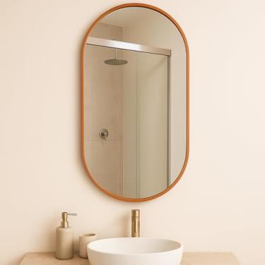 Imagem de Espelho Cápsula Decoração Premium Do Tamanho Compacto ao Corpo Inteiro Design Moderno com Máxima Amplitude para Banheiro Quarto Sala Hall Camarim (Caramelo, 60x40)