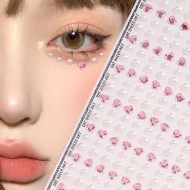 Imagem de Multi Grão Tamanho y2k Rosa Branco Amor Pequeno Redondo Imitação de Strass Pérola Sintética Sólido Rosto Adesivo Festival DIY Festa Baile de Máscaras para Cabelo Olhos Rosto Tatuagem Temporária com