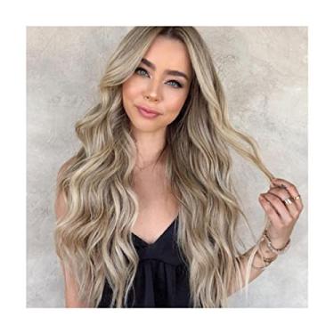 Imagem de Yinhing Peruca Sintética de Extensões de Cabelo Encaracolado Ondulado Feminino Com Capa de Malha na Cor Marrom Dourada Elegante para Uma Aparência e Sem Esforço