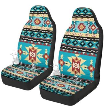 Imagem de Qpednta Capas de assento de carro astecas modernas, antiderrapantes, capas de assento de automóveis, tapetes para SUV, caminhões, poltronas, almofadas para assento dianteiro, proteção interior de