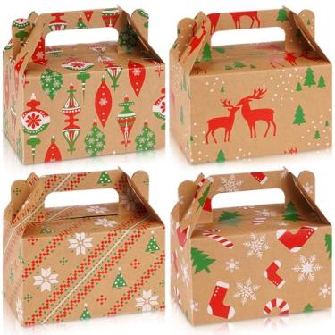 Imagem de Fuyoooo 36 caixas de presente de Natal, caixas kraft, biscoitos de Natal, caixa de doces com alças, recipiente de papel verde vermelho para Natal, aniversário, chá de bebê, artigos de festa