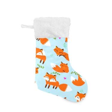 Imagem de STAYTOP Lindas meias de Natal de raposa laranja 1 peça, meias grandes de Natal, decorações de presente e suprimentos de festa, usadas para decoração de lareira, meias de decoração de árvore de Natal