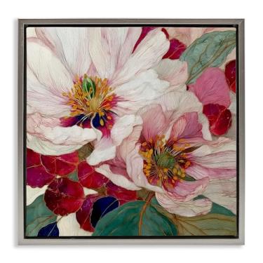 Imagem de Stupell Industries Cimarron Flowers Ornate Details Brown Framed Floater Canvas Wall Art, design by Annabelle Hall, 18 x 18