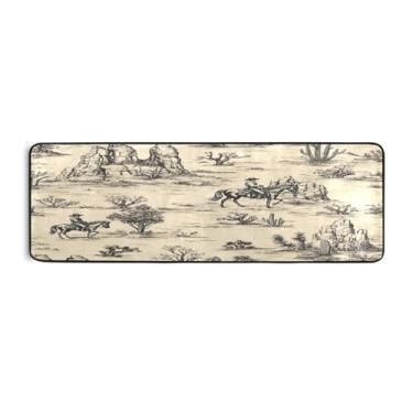 Imagem de Qilmy Tapete retrô Desert Troop Cowboy Runner 183 x 61 cm, antiderrapante, antifadiga, confortável, tapetes longos, para quarto, sala de estar, banheiro, corredores, Entrywa474