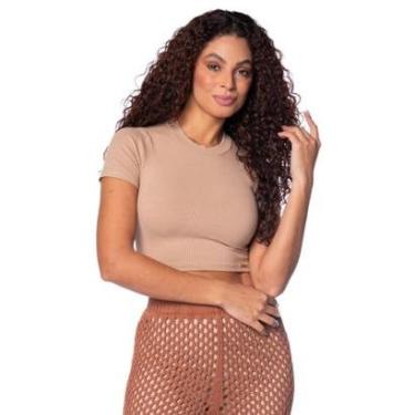 Imagem de Cropped Feminino Feliny Canelado Bege-Feminino