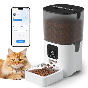 Imagem de PAPIFEED Alimentador Automático para Gatos com Controle APP, Dispensador de alimentos secos inteligente habilitado para WiFi 2.4G com tigela de aço inoxidável, Alimentador de animais de estimação destacável para limpeza, Até 30 refeições por dia para gatos, cães grandes e vários animais de estimação