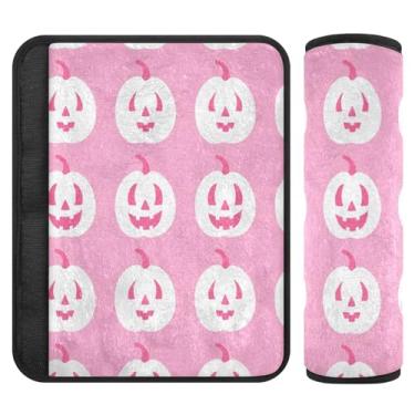 Imagem de Burbuja Capa para cinto de segurança de carro Halloween Pumpkins Protetor de cinto de segurança de carro macio confortável para alça de ombro de assento, 1 par pequeno