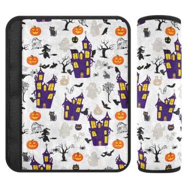 Imagem de Burbuja Capa para cinto de segurança de carro Haunted Houses Protetor de cinto de segurança de carro macio confortável para alça de ombro de assento, 1 par pequeno