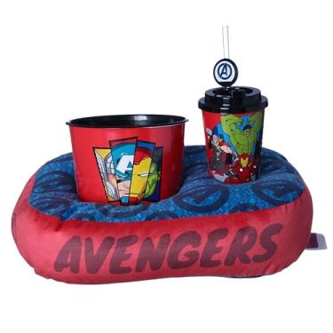 Imagem de Zonacriativa – Kit Pipoca Infantil Vingadores Marvel com Almofada em Poliéster, Balde 1,3L e Copo 400ml | Conforto e Diversão para Maratonas