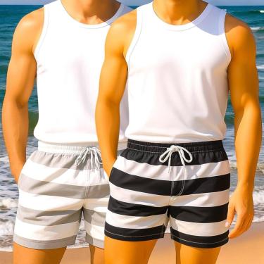 Imagem de KIT 2 Shorts Tactel Bermuda Masculino Praia LISTRADO 1086-Masculino