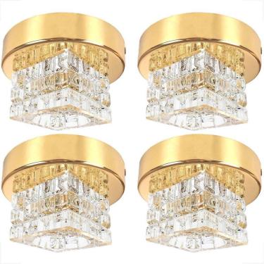 Imagem de Kit 4 Spot Cristal Sobrepor Plafon Dourado Brilhoso G9 Bet44