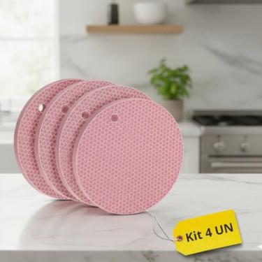 Imagem de Kit Descanso de Panela em Silicone com 4 Unidades, Antiderrapante, Resistente ao Calor, Para Cozinha e Mesa Flexível Lavável Reutilizável