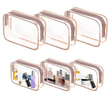 Imagem de Bolsa de higiene pessoal de viagem AURUZA, pacote com 6 unidades, PVC 