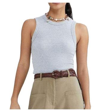 Imagem de Regata Feminina Hering Canelada Cinza Mescla - 4AL6M2HEN-Feminino