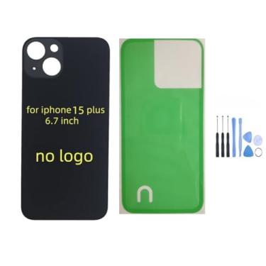 Imagem de STYCES Substituição de vidro da capa traseira para iPhone 15 de 6,1 polegadas e para iPhone 15 plus 6,7 polegadas (sem logotipo), com kit de ferramentas de reparo, adesivo pré-instalado para iPhone
