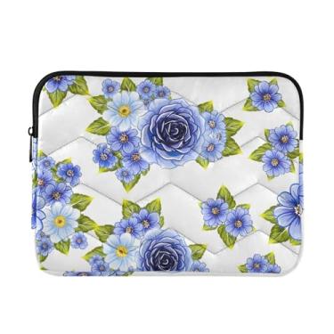 Imagem de Capa protetora de computador para tablet, bolsa de transporte, rosas azuis, à prova de choque, capa protetora para notebook