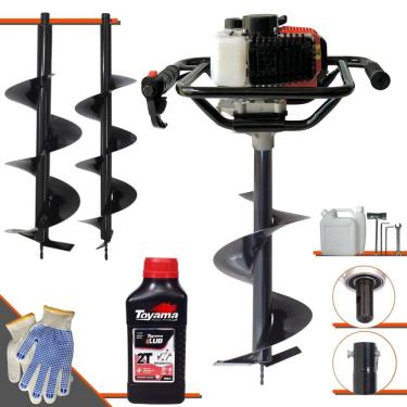 Imagem de Polaca Cavadeira Motorizada Vant VPS-52 À Gasolina 2T 52cc 2HP 6.500rpm Perfurador Com Brocas 80x20cm, 80x25cm e 80x30cm + ÓLEO TOYAMA 2T