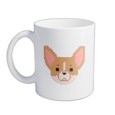 Imagem de Caneca Xícara de Café Porcelana 300ml Com Desenho Cabeça De Chihuahua Pixel
