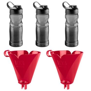 Imagem de Conjunto de 2 Suporte para Filtro de Café 103 Vermelho + 3 Garrafa de Hidratação Fitness 500ml Preta