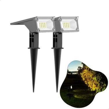 Imagem de Kit 2 Luminária Led Spot Solar Espeto Jardim 10 Lúmens 3000K - Ecoforc