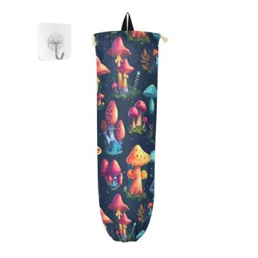 Imagem de Porta-sacos plásticos de cogumelo de desenho animado, suporte para sacolas de compras, suporte de saco plástico para cozinha