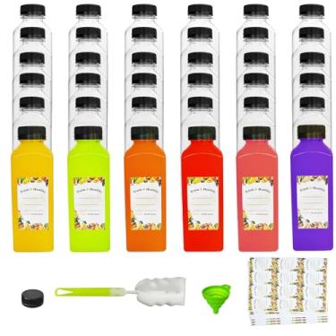 Imagem de Garandad 36 garrafas de plástico de 355 ml com tampas, garrafas de suco com tampas, recipientes de bebidas transparentes reutilizáveis para suco, leite e outras bebidas