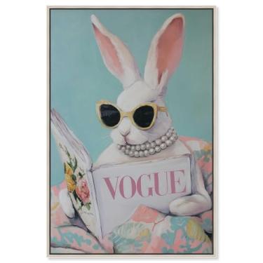 Imagem de Decoração de parede para animais de estimação Spring Magazine Bunny Print da Art Remedy, moldura prateada, 40,6 x 61 cm