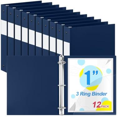 Imagem de Henoyso Fichário de plástico com 3 anéis, fichário flexível, tamanho carta, tamanho 21 x 28 cm, comporta até 225 folhas com 1 bolso, fichário versátil para escola, escritório, casa (2,5 cm, azul