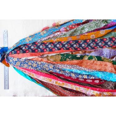 Imagem de Vintage Fabrics Crafts 40 jardas arte de sari sem costura (artificial) fita de seda borlas SKEINS tons brilhantes diário scrapbook artesanato projeto decoração DS335