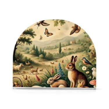 Imagem de Mesa de suporte de guardanapo verde prado de conto de fadas, conjunto de 2, porta-guardanapos de coquetel de acrílico, porta-guardanapos para guardanapos de pano