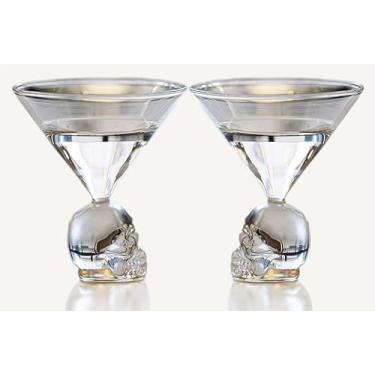 Imagem de Mazeology Copo de champanhe Martini com caveira de cristal, estilo gótico, utensílios de bar artesanais, 113 g, conjunto de 2