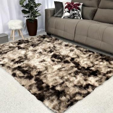 Imagem de Tapete Sala 1,00 X 1,50 Peludo Shaggy Macio Quarto Felpudo (Marrom mesclado)