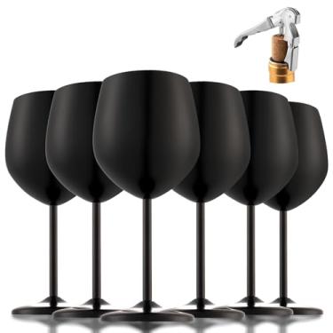 Imagem de UNISWEET Taças de vinho de aço inoxidável, copo de vinho preto fosco inquebrável de 510 g Taças de vinho de metal exclusivas para atividades ao ar livre, viagens, acampamento, piscina, presente ideal