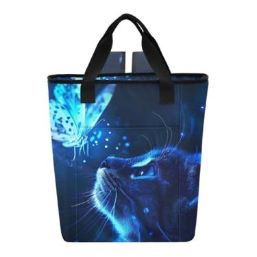 Imagem de Bolsa térmica de garrafa para gatos com borboleta brilhante e térmica com 36 latas mochila de resfriamento