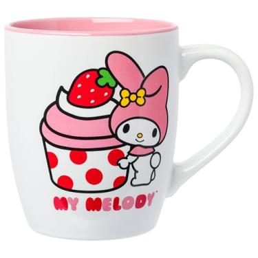 Imagem de Silver Buffalo Caneca de cerâmica curvada jumbo Melody Strawberry Cupcake de 740 ml